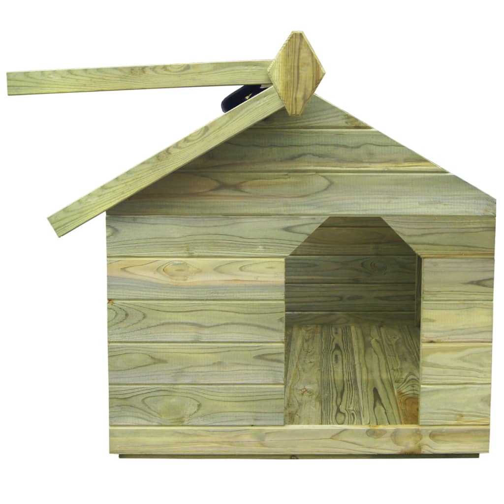Niche d'extérieur en bois de pin imprégné avec toit ouvrant pour chien - 85x103x77 cm