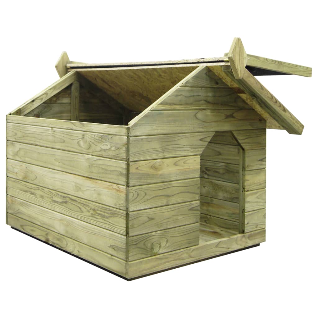 Impregnált fenyőfa kerti kutyaház felnyitható tetővel 
