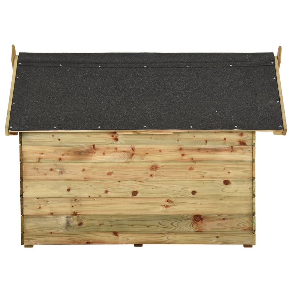Impregnált fenyőfa kerti kutyaház felnyitható tetővel 
