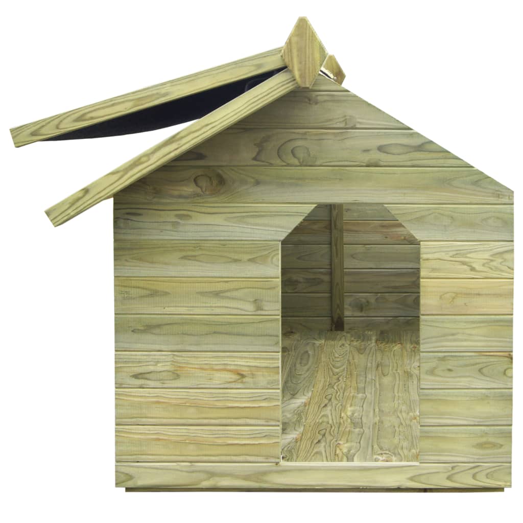 Niche d'extérieur en bois de pin imprégné avec toit ouvrant pour chien - 105x153x98 cm