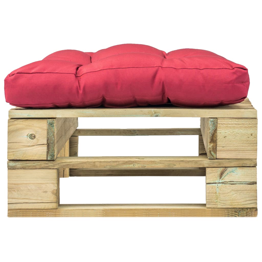 vidaXL Tuinhocker met rood kussen pallet hout groen