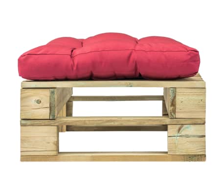 vidaXL Tuinhocker met rood kussen pallet hout groen