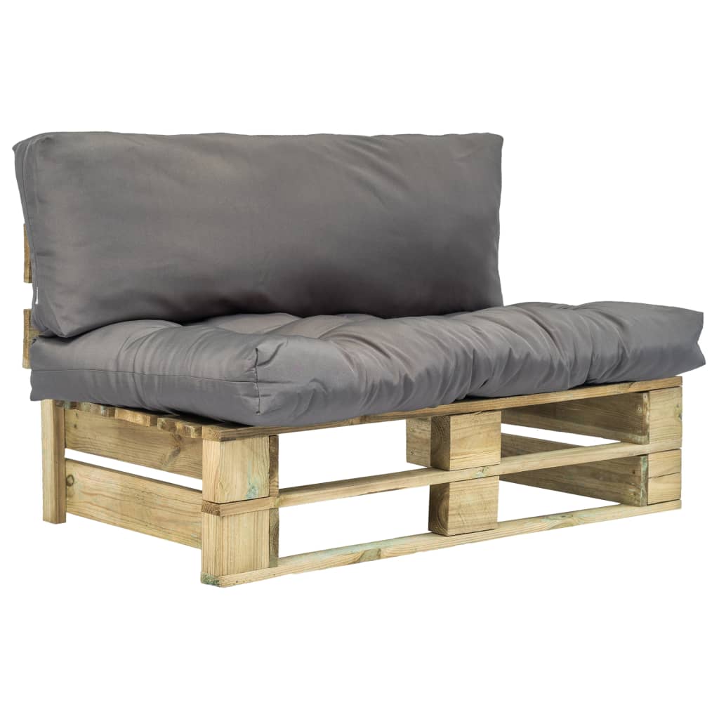 Canapé de jardin palette avec coussins Gris Pinède