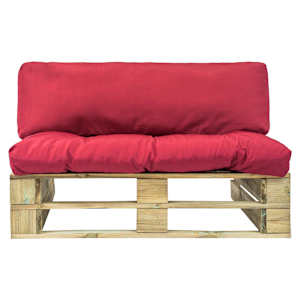 vidaXL Vrtna sofa od paleta od borovine s crvenim jastucima