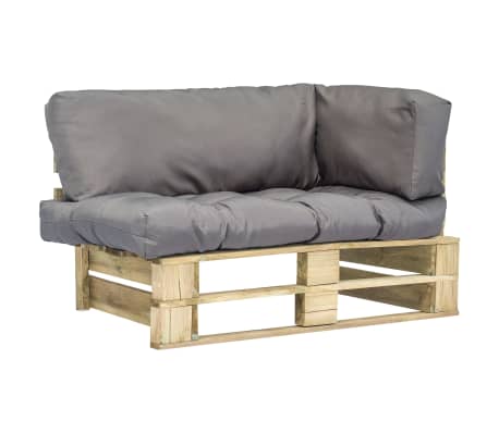 Vidaxl Garten Palettensofa Mit Grauen Kissen Kiefernholz Vidaxl De