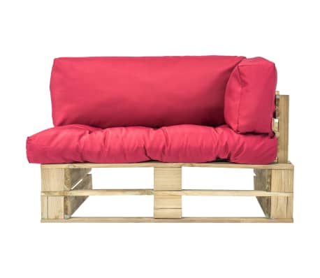 vidaXL Outdoor-Sofa Paletten mit Kissen in Rot Kiefernholz