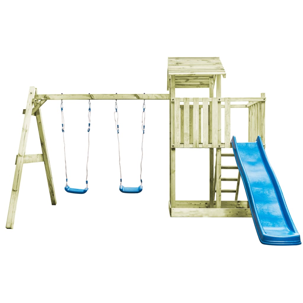 vidaXL Speelhuis ladder, glijbaan en schommels 385x353x268 cm FSC hout
