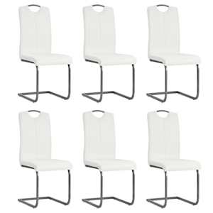 Nihajni jedilni stoli 6 kosov belo umetno usnje