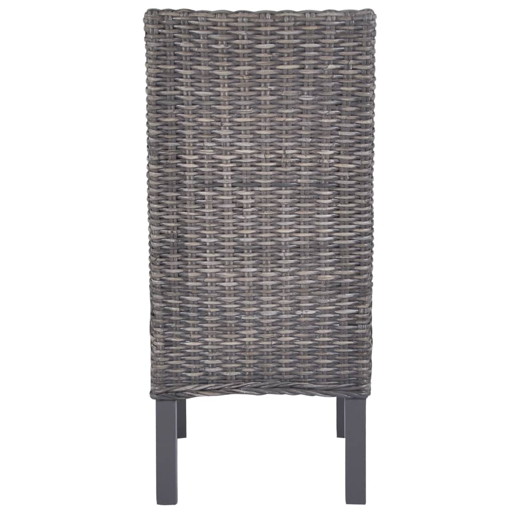 vidaXL Dining Chairs 6 pcs Brown Kubu Rattan and Mango Wood (3x246655)