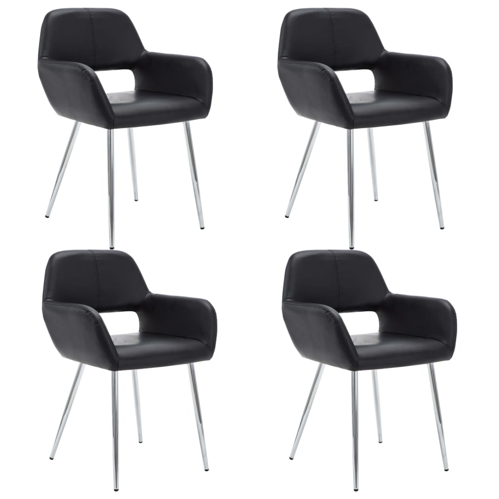 vidaXL Καρέκλες Τραπεζαρίας 4 τεμ. Μαύρες 57x54x81 εκ. Συνθετικό Δέρμα
