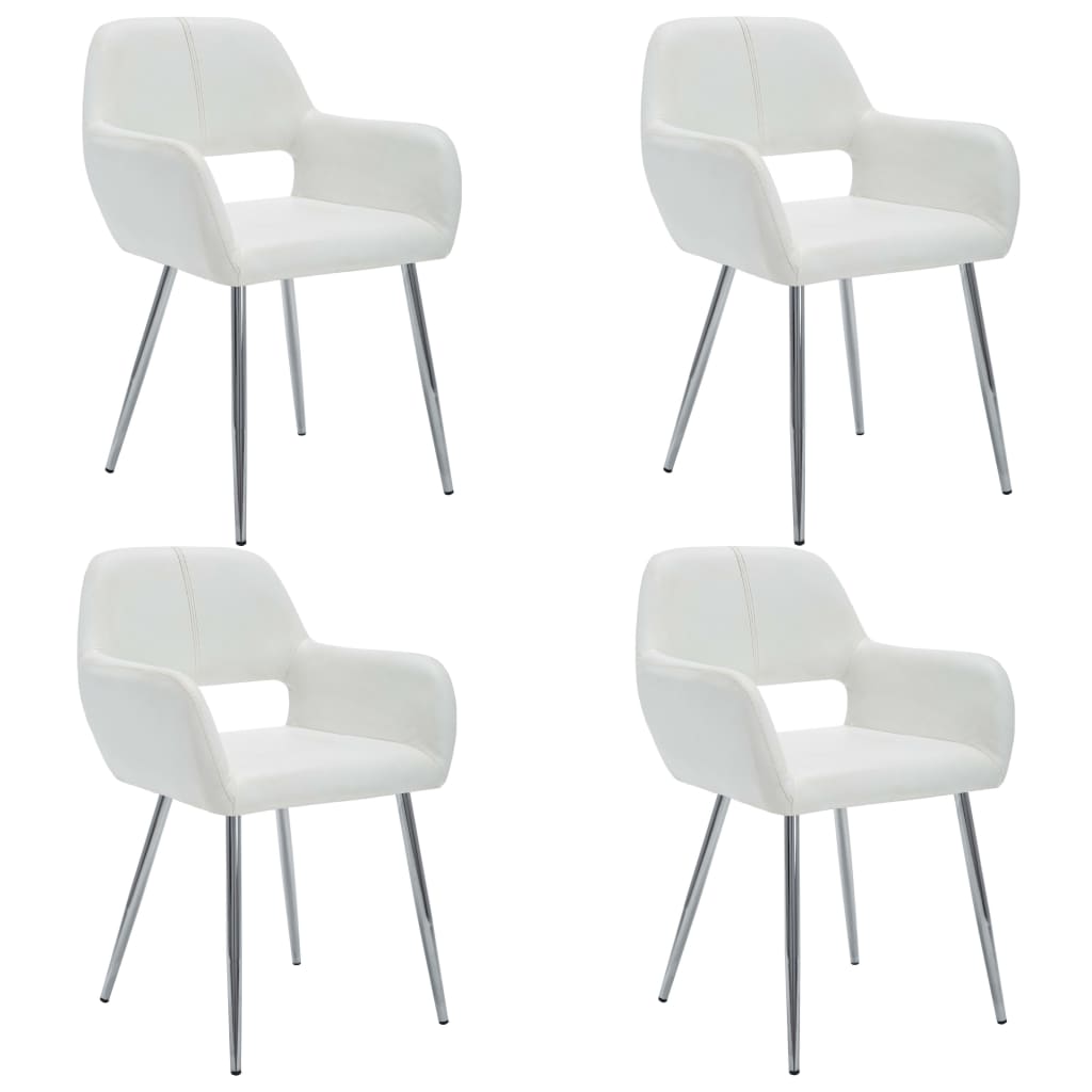 vidaXL Καρέκλες Τραπεζαρίας 4 τεμ. Λευκές 57x54x81 εκ. Συνθετικό Δέρμα
