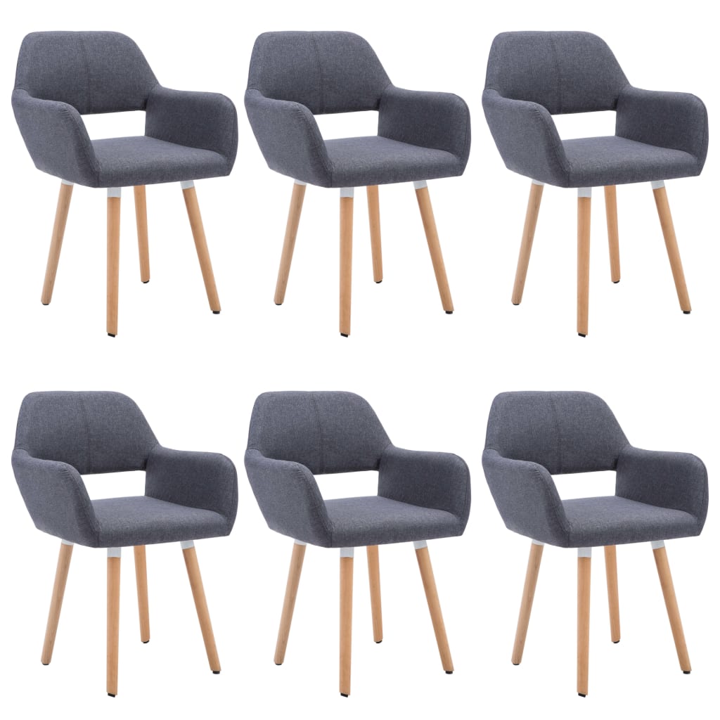 vidaXL Καρέκλες Τραπεζαρίας 6 τεμ. Σκούρο Γκρι 56x54x80 εκ Υφασμάτινες