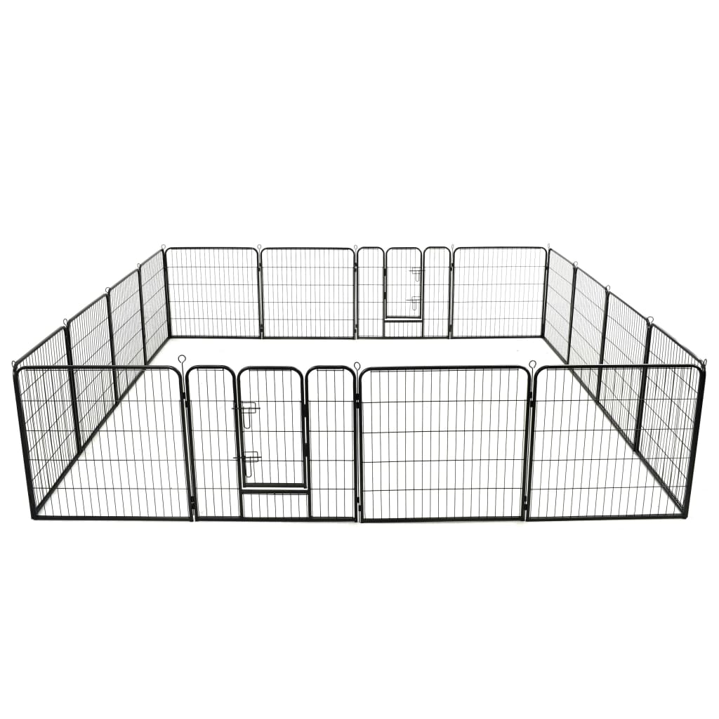 Ohrádka pro psy 16 panelů ocelová 80 x 80 cm černá