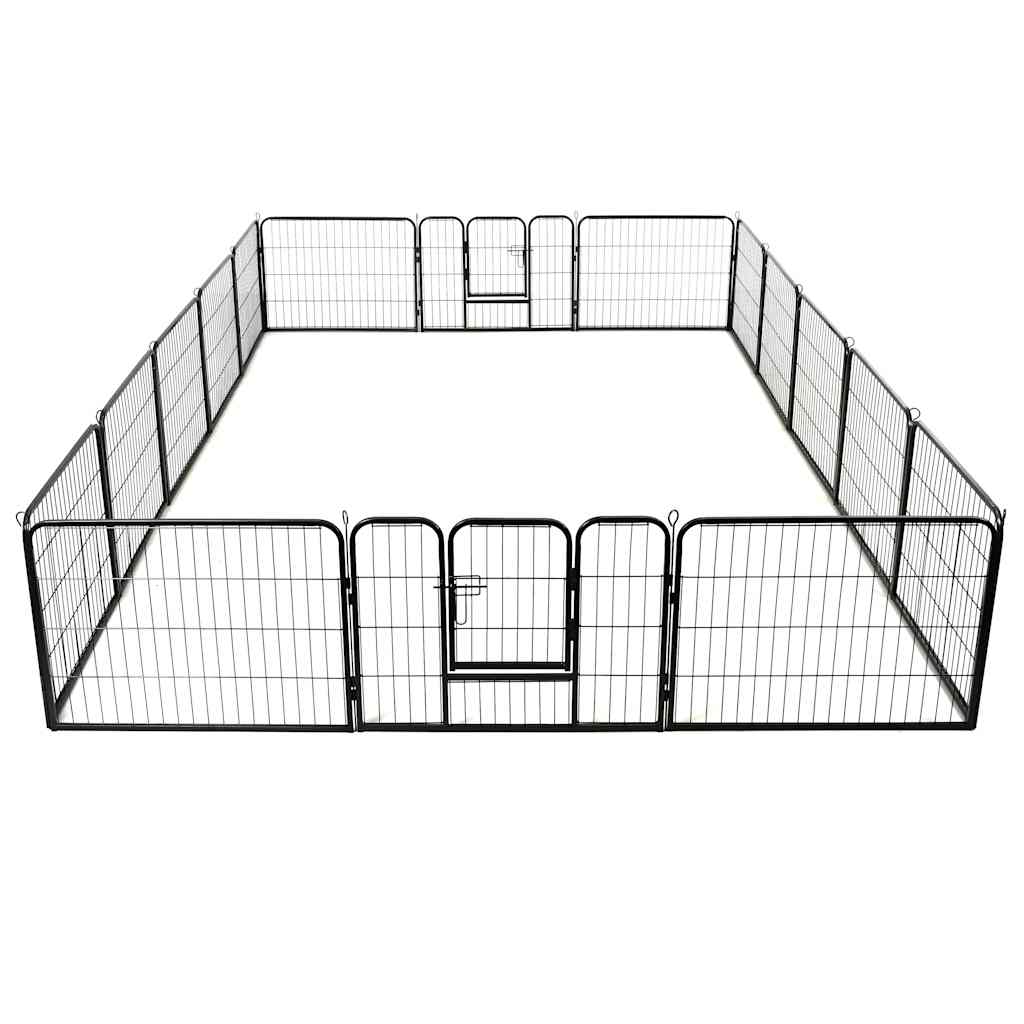vidaXL Ohrádka pro psy 16 panelů ocelová 60 x 80 cm černá