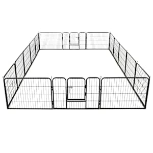 Ohrádka pro psy 16 panelů ocelová 60 x 80 cm černá - obrázek 2