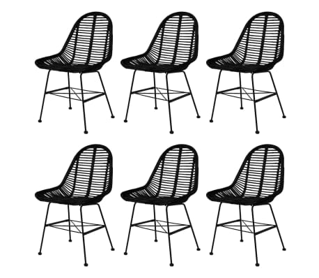 vidaXL Dining Chairs 4 pcs Natural Rattan