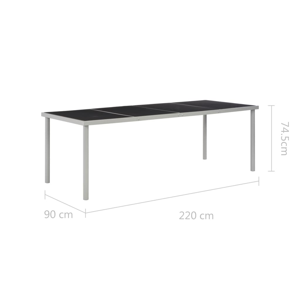 Fekete acél kerti asztal 220 x 90 x 74,5 cm 