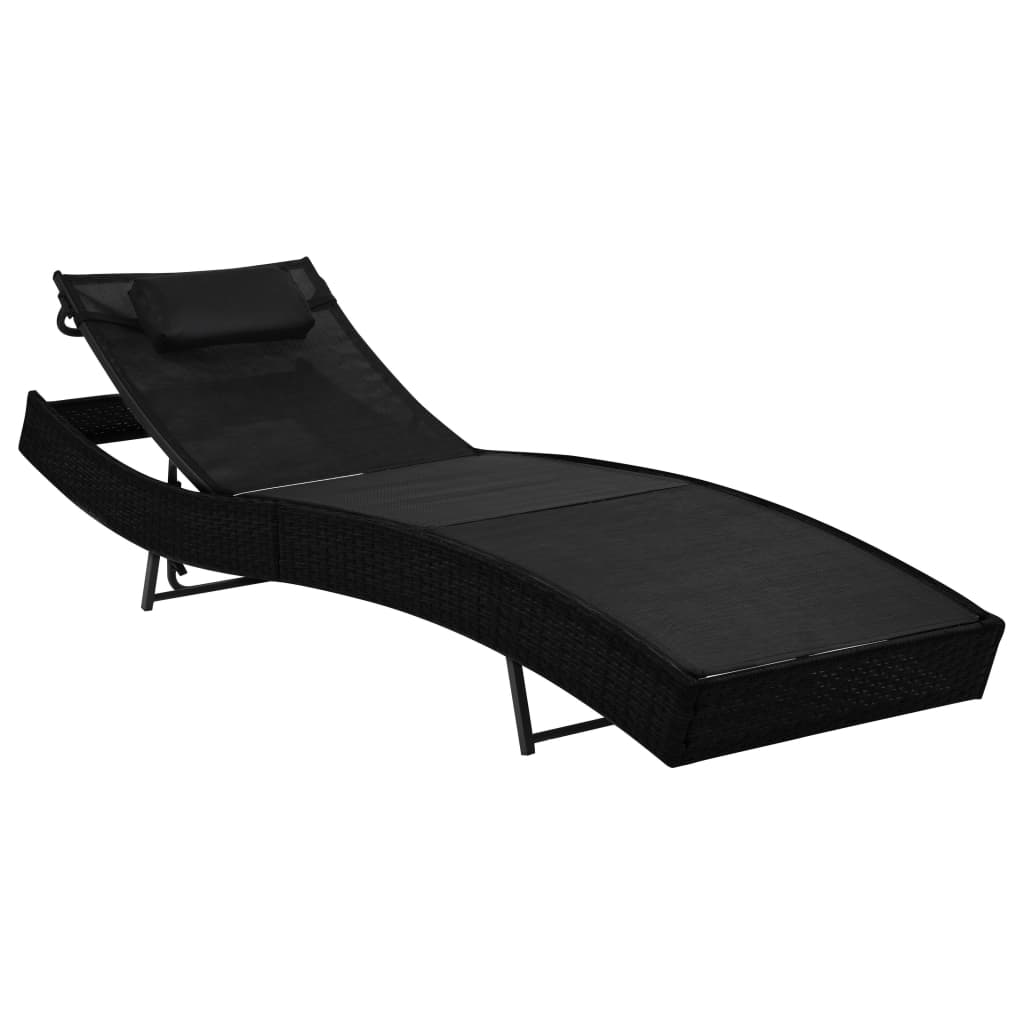 Photos - Garden Furniture VidaXL Sun Lounger with Pillow Poly Rattan Black 