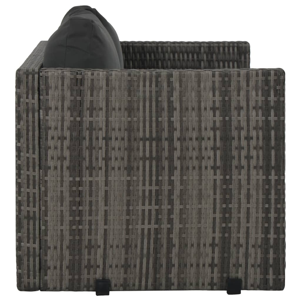 Set Da Pranzo Per Esterni 3 Pz Con Cuscini In Polyrattan Grigio VidaXL 15 width=274