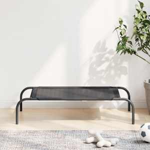 Dvignjena pasja postelja črna S tekstil