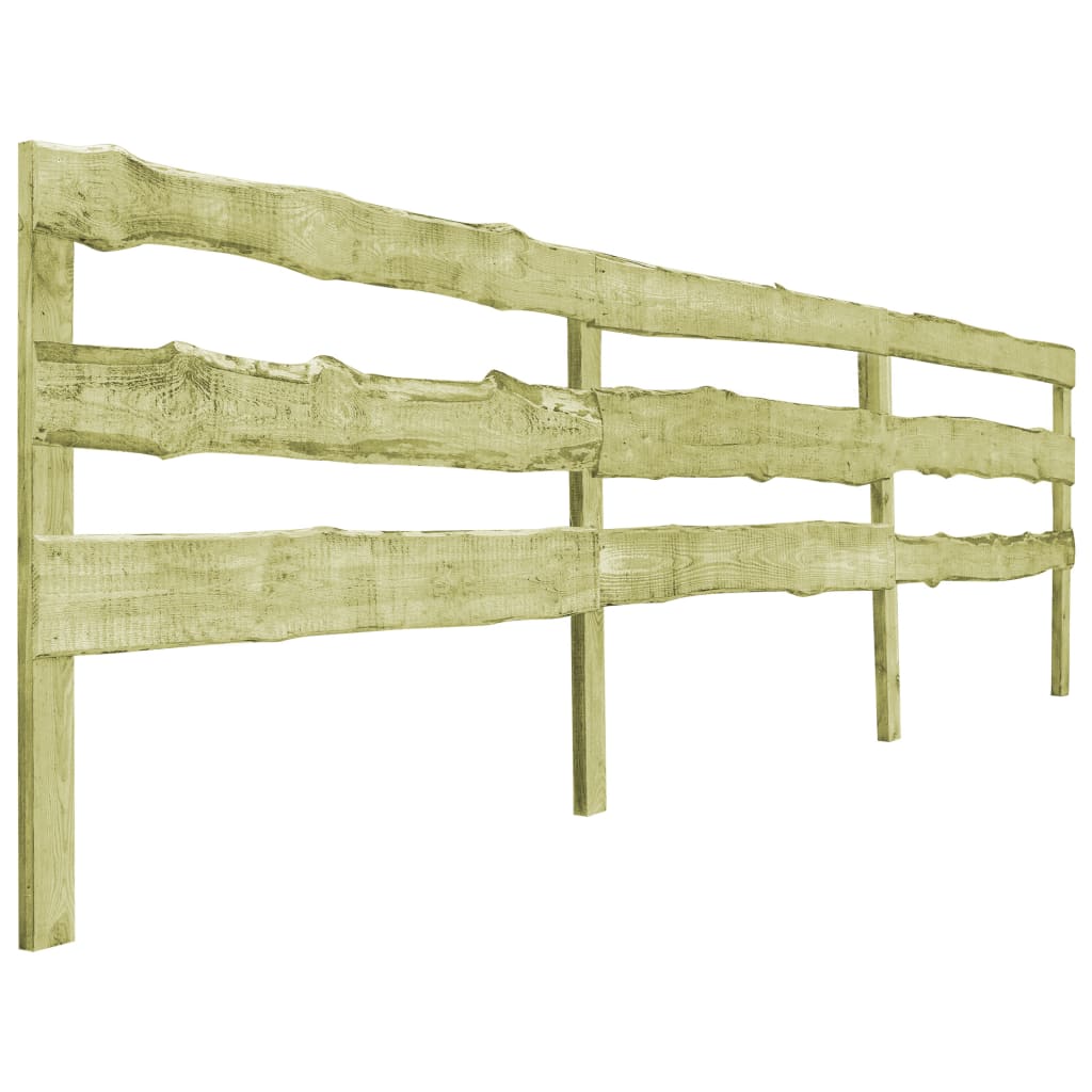 vidaXL 3-Querlatten-Gartenzaun Imprägniertes Kiefernholz 120×510 cm