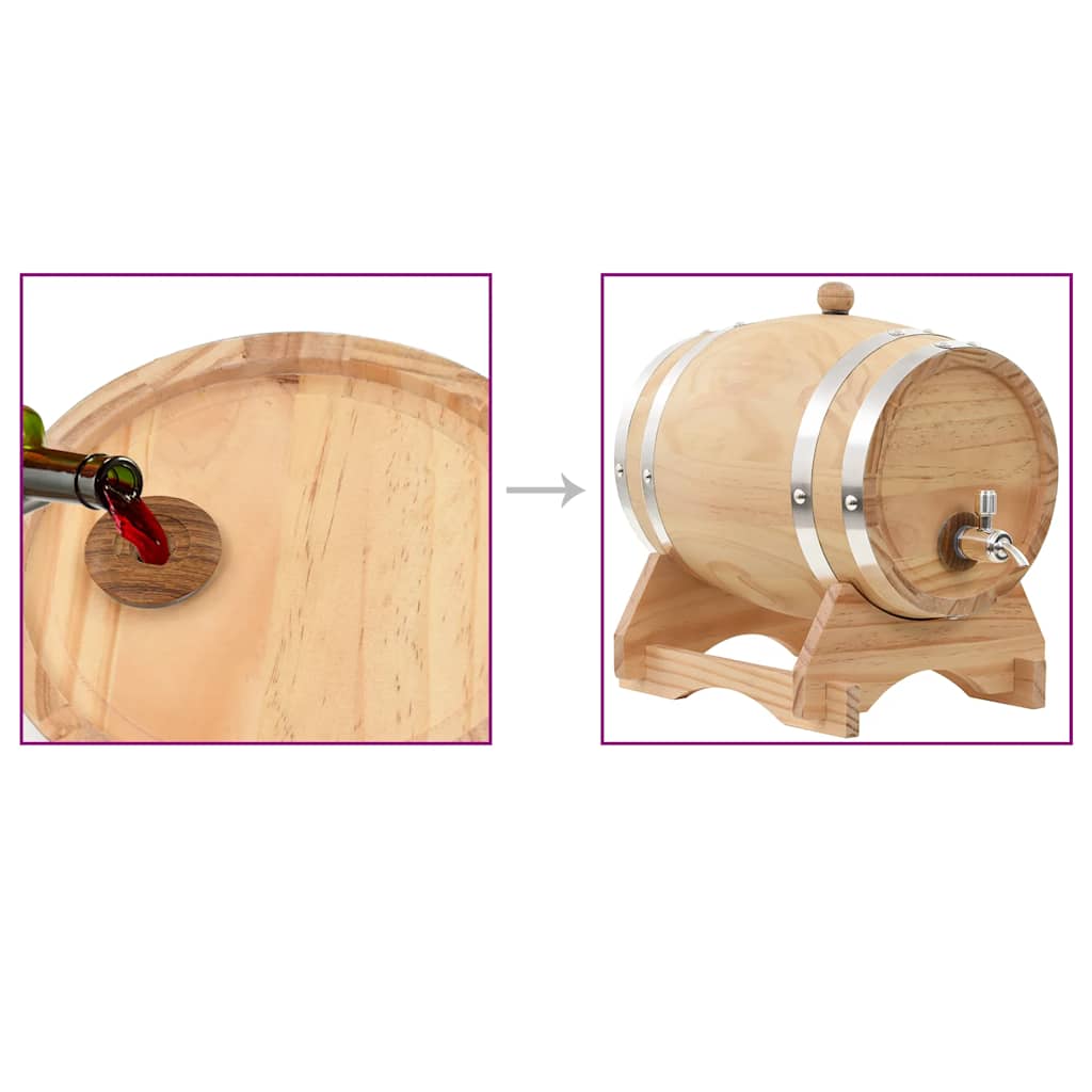 Tonneau En Bois De Pin 5 Litres Avec Robinet Et Support - Pour Vieillir Vin, Bière, Whisky, Décoration De Table Ou De Cave