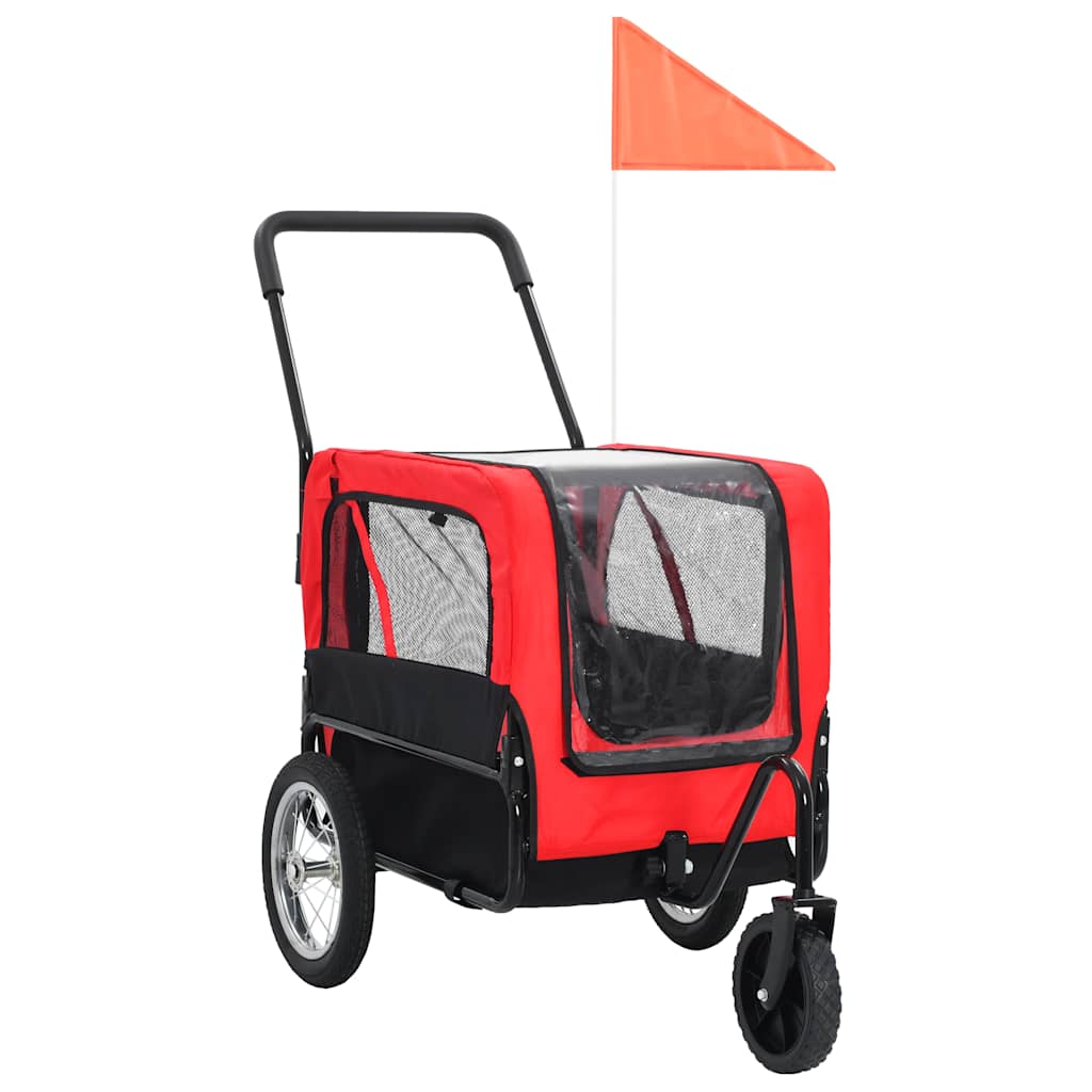 vidaXL 2-in-1 Fahrradanhänger für Hunde und Buggy Rot und Schwarz