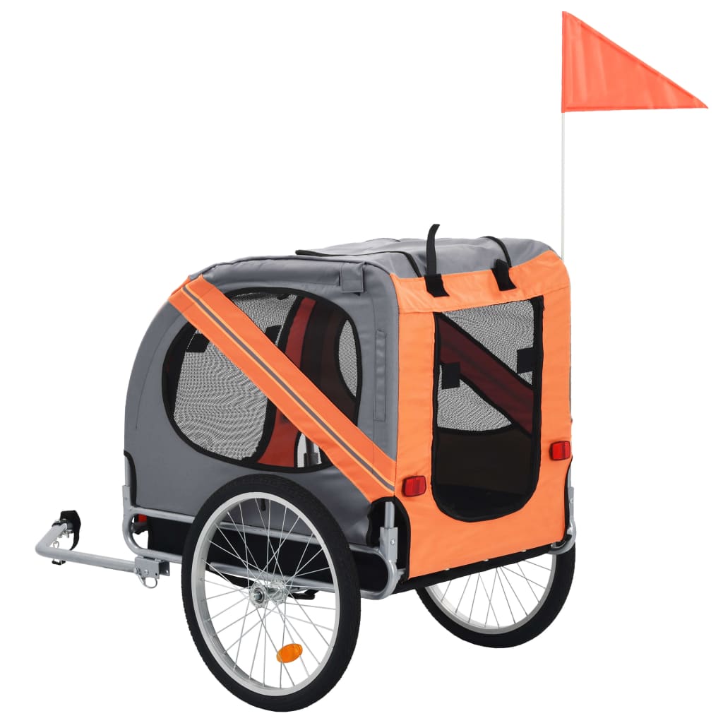 Remorque de vélo pour chiens pliable orange et noir