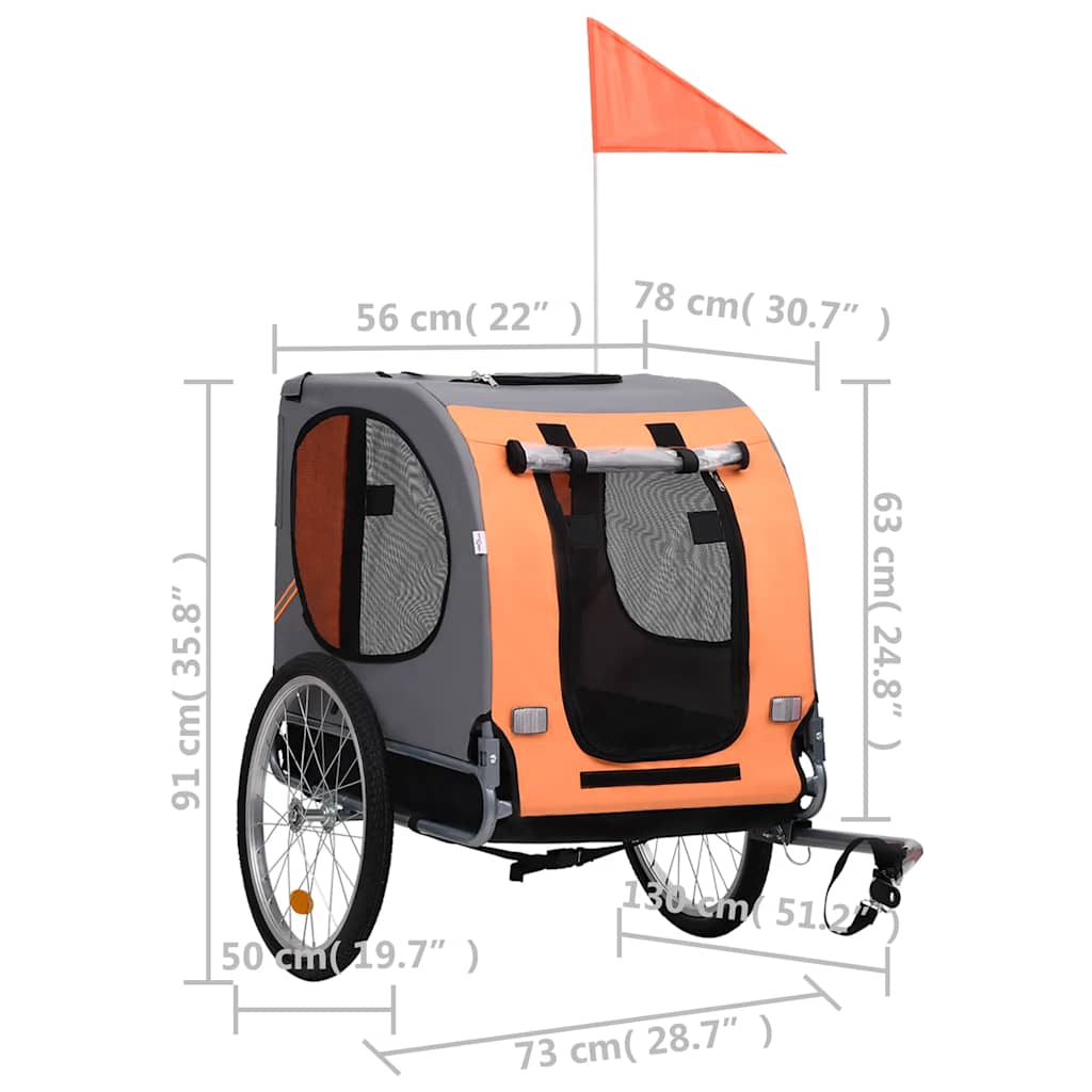 Remorque De Vélo Pour Chiens Orange Et Gris VidaXL 16 width=274