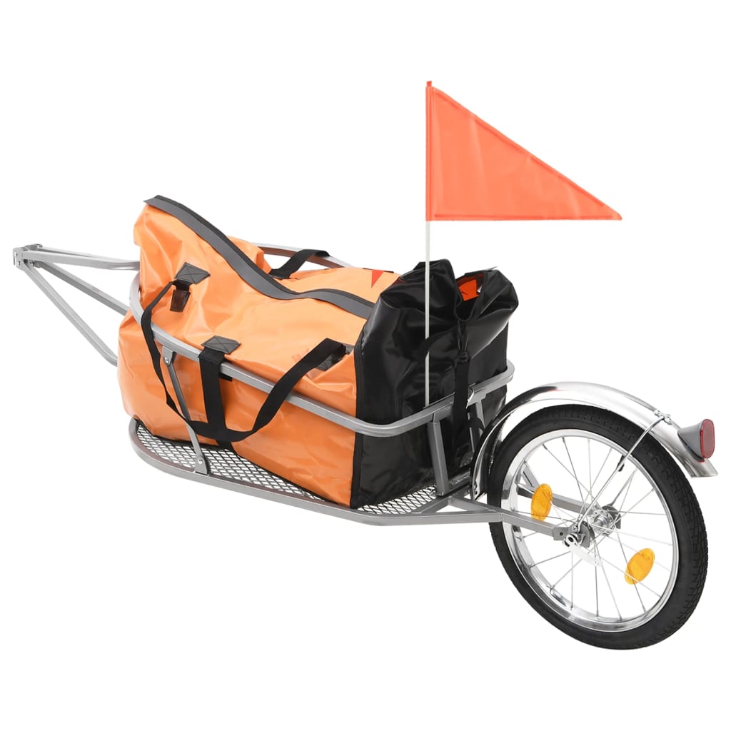 Polkupyörän tavarankuljetuskärry kassilla oranssi ja musta