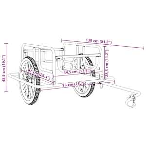 Kolesarska prikolica 130x73x48,5 jeklo črna - slika 13
