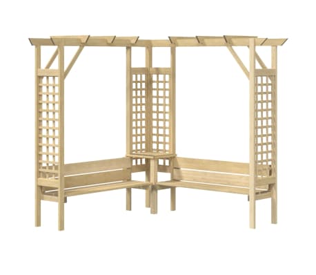 vidaXL Legno di Pino Impregnato FSC Pergola Angolare con Panca Bers/ò Panchina