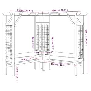 Rohová pergola s lavicí impregnovaná borovice - obrázek 6