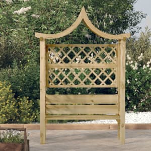 vidaXL Legno di Pino Impregnato FSC Pergola Angolare con Panca Bers/ò Panchina