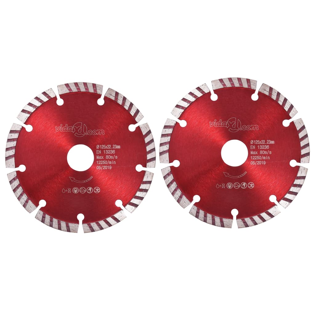 vidaXL Discuri diamantate de tăiere, 2 buc., cu turbo, oțel, 125 mm poza 2021 vidaXL