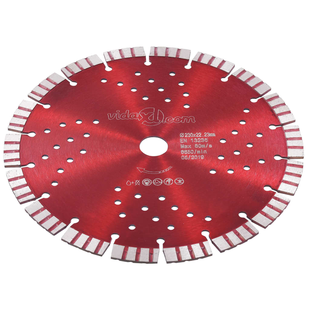 vidaXL Disco de corte de diamante con turbo y agujeros acero 230 mm