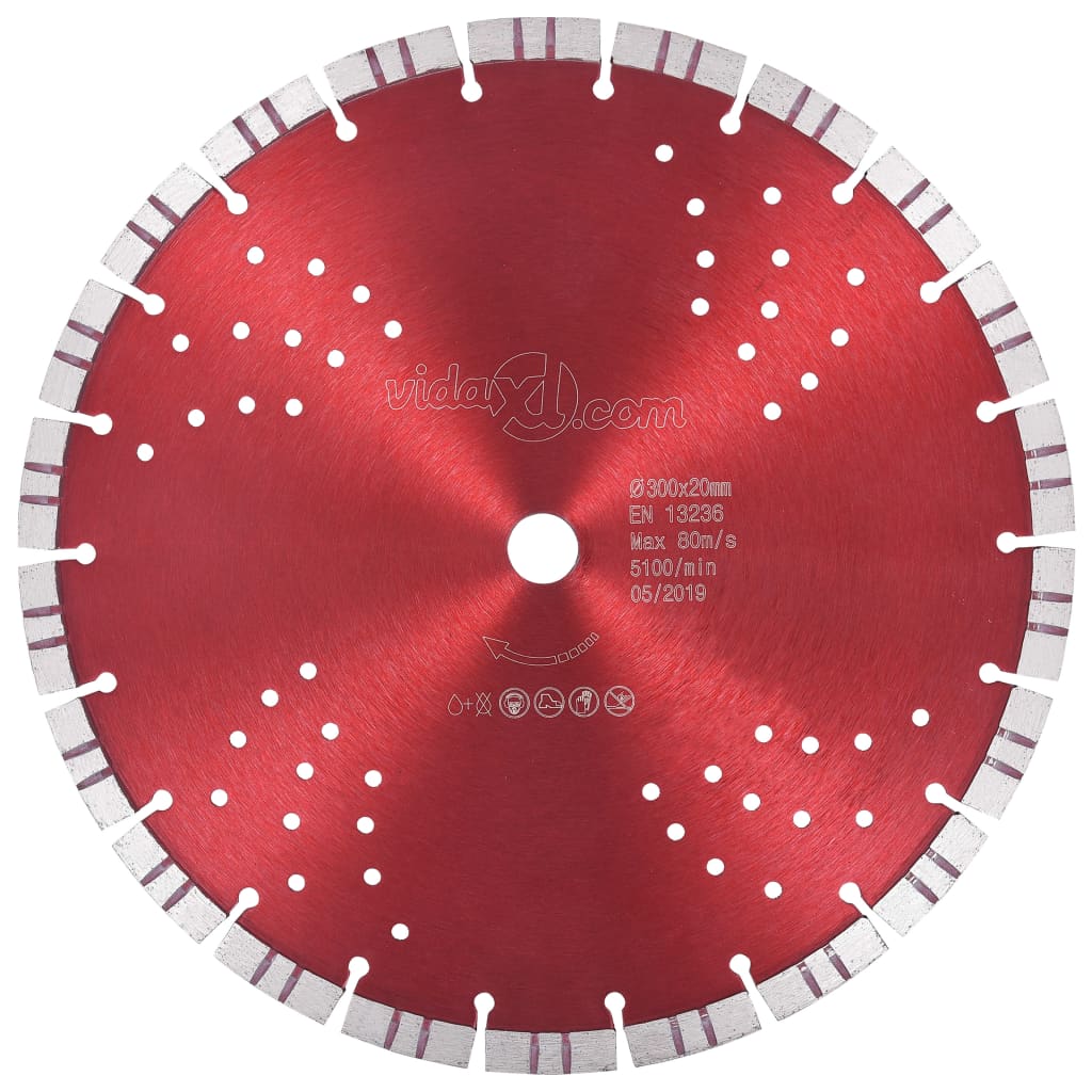 vidaXL Disc diamantat de tăiere cu segmente turbo și găuri oțel 300 mm poza 2021 vidaXL