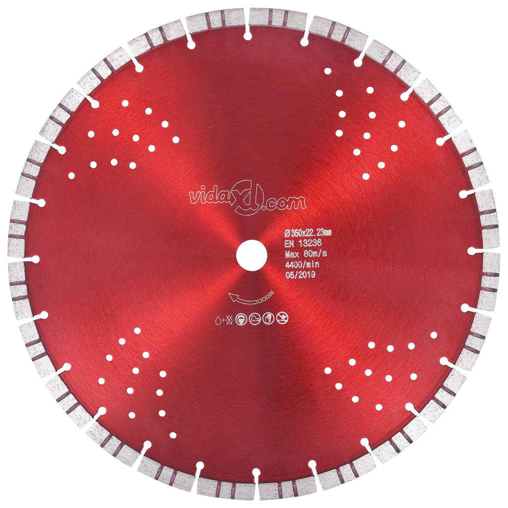 vidaXL Disc diamantat de tăiere cu segmente turbo și găuri oțel 350 mm