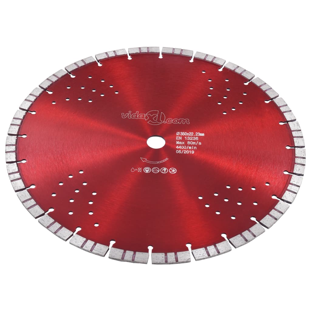 vidaXL Diamond Cutting Disc with Turbo and Holes Steel 350 mm