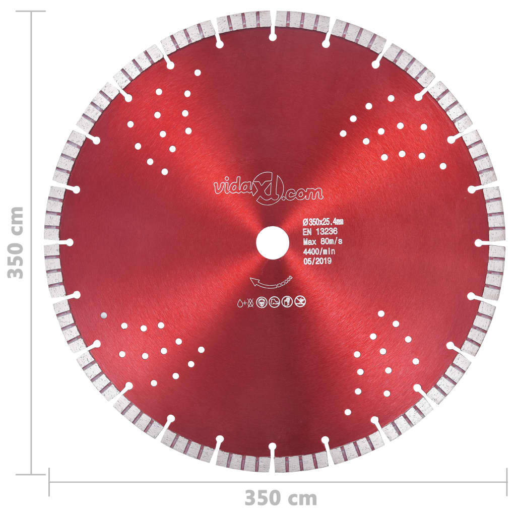 Turbo deimantinis pjovimo diskas su angomis, plienas, 350mm | Stepinfit.lt