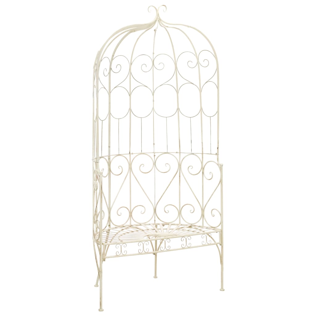 vidaXL Zahradní lavice 95 cm železná starožitná bílá-image-8718475718765