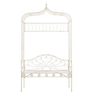 Zahradní lavice 122 cm železná starožitná bílá - obrázek 2