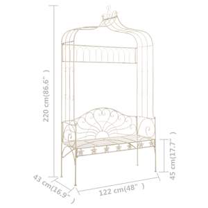 Zahradní lavice 122 cm železná starožitná bílá - obrázek 6
