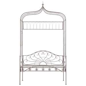 Zahradní lavice 122 cm železná starožitná hnědá - obrázek 2
