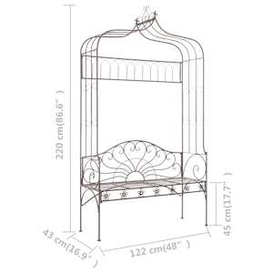 Zahradní lavice 122 cm železná starožitná hnědá - obrázek 6
