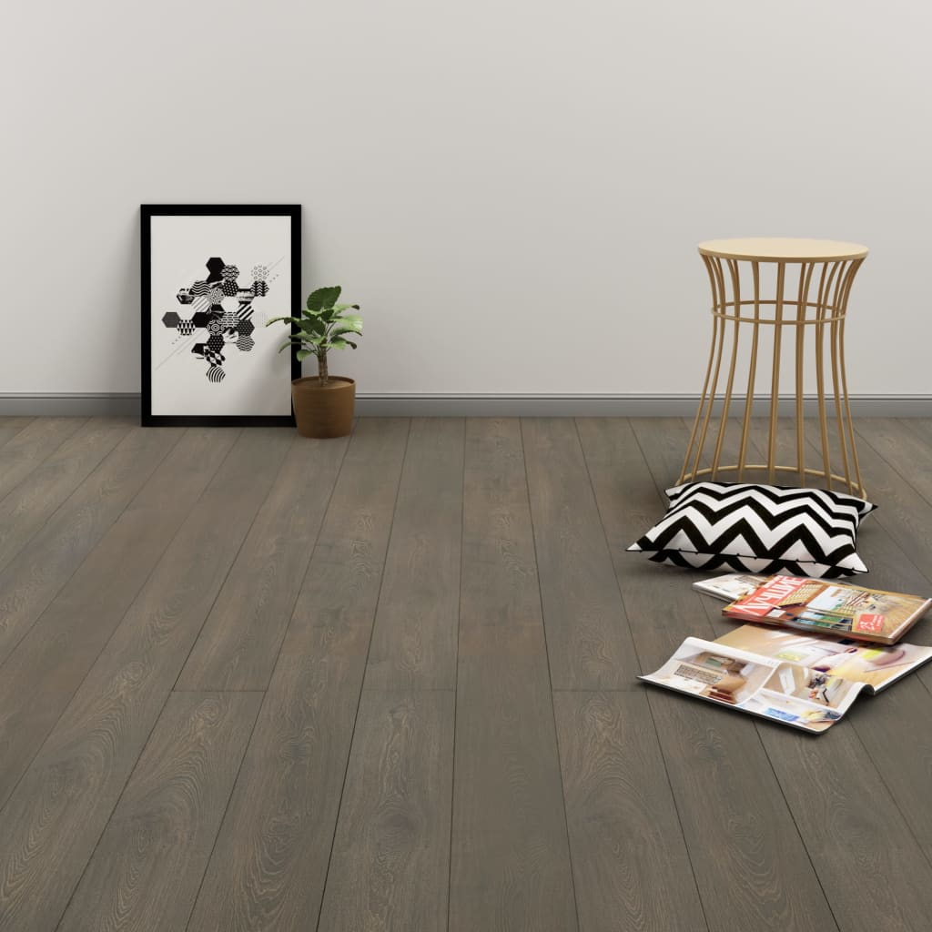 vidaXL selvklæbende gulvbrædder 4,46 m² 3 mm PVC grå og brun