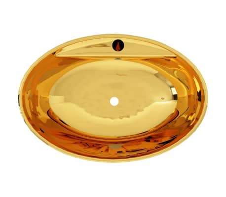 vidaXL Vask med overl&oslash;psfunksjon 58,5x39x21 cm keramikk gull