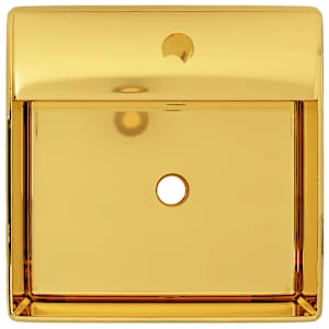 vidaXL Lavat&oacute;rio com extravasamento 41x41x15 cm cer&acirc;mica dourado