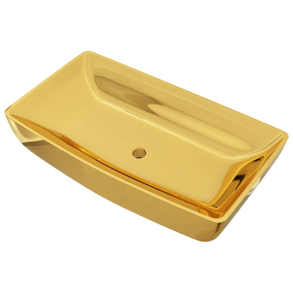 vidaXL Umyvadlo zlaté 71 x 38 x 13,5 cm keramika