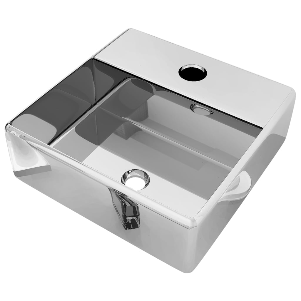 vidaXL Umyvadlo s otvorem pro baterii 38x30x11,5 cm keramika stříbrné